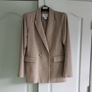 NWOT House of Harlow 1960 Double Brested Beige Blazer size M